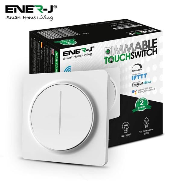ENER-J Smart Wi-Fi Dimmable Switch 1 Gang, Smart Dimmable Switch For Led Lights, Compatible With Alexa For Dimming Lights & Bulbs, White