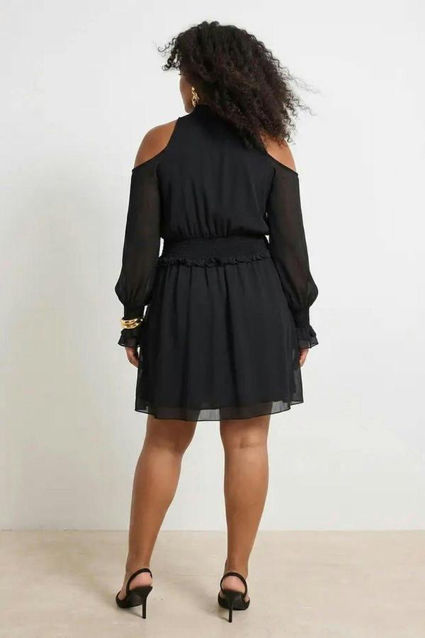 WOVCOR Chiffon Woven Mini Plus Size Dress