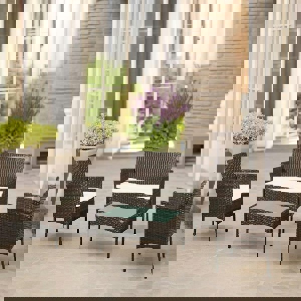 Rafaelo Mobilia Set of 4 Wicker Garden Bistro Furniture Set Brown