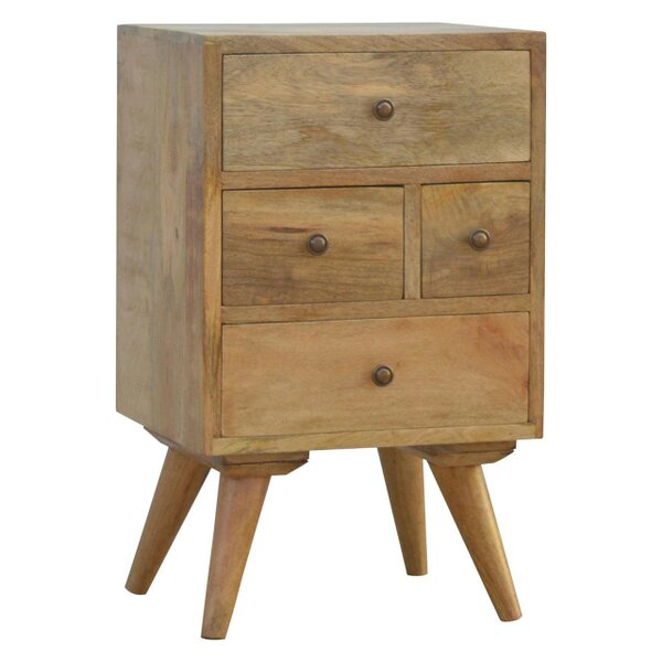 Wyld Haus Pitigliano Nordic 4 Drawer Mango Wood Bedside Table