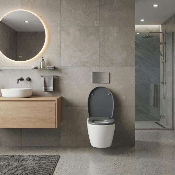 Bemis Click & Clean Classic Grey Standard Soft Close Quick Release Toilet Seat