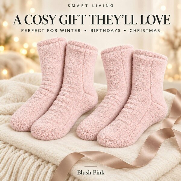 Smart Living 2 Pairs of Teddy Socks - Blush Pink