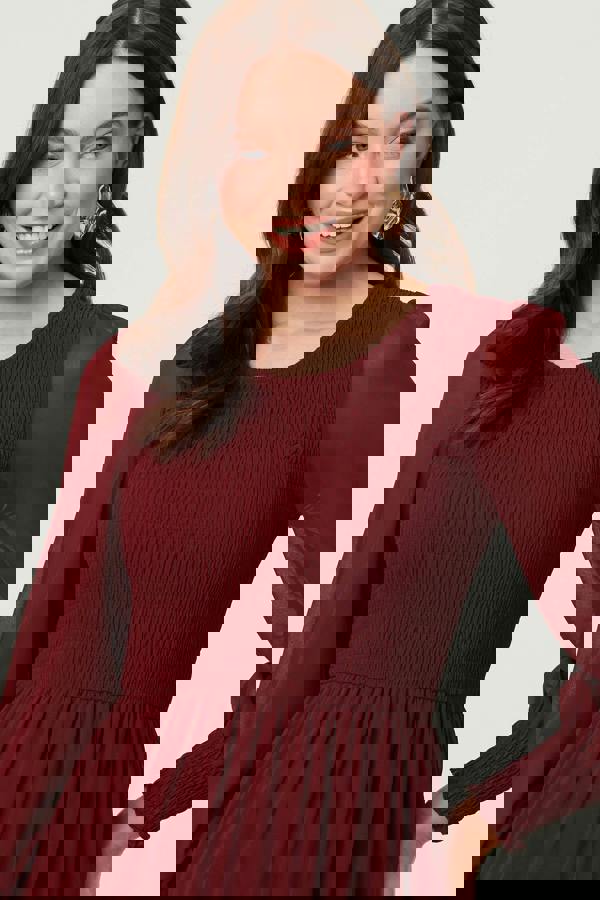 Red | Semi Sheer Layered Tiered Maxi Dress