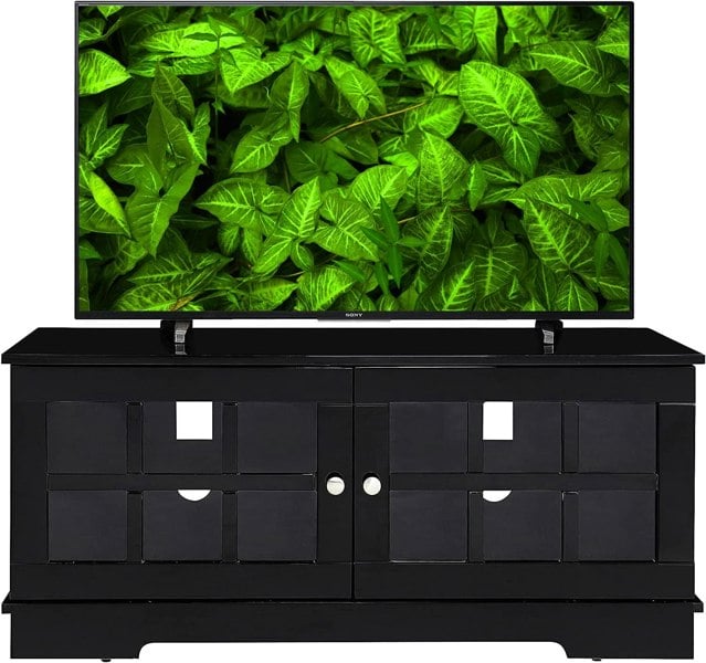 MDA Designs Hamilton Black Freestanding Traditional TV Cabinet with Storage Elegant Classic Design for Flat Screen TVs up to 55"