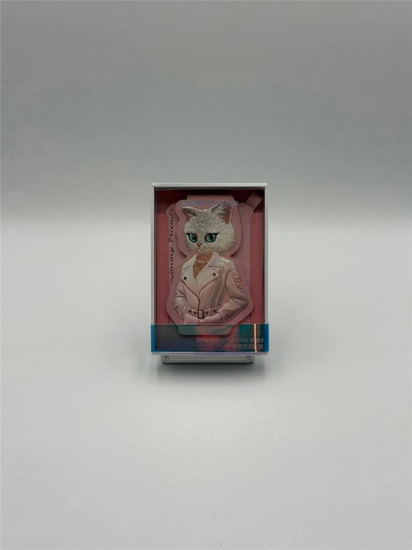 Nimmy Friends Nimmy Fashion & Cute White Cat Series Embroidery Magnetic Stand with MagSafe Pink - N-CXMC-ZJKT-04