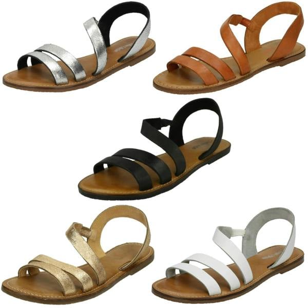 Leather Collection Ladies Leather Collection Flat Y Strap Slingback Mule