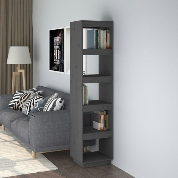 Berkfield Book Cabinet/Room Divider Grey 40x35x167 cm Solid Wood Pine