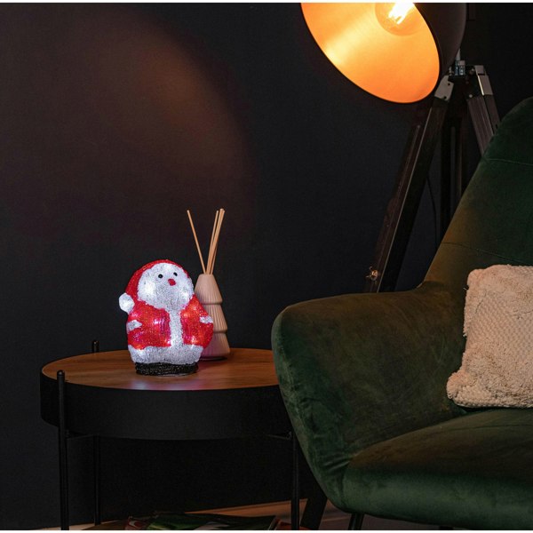 Samuel Alexander 19cm Battery Operated Light up Acrylic Christmas Santa Decoration with 16 Ice White LEDs