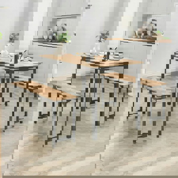 Rafaelo Mobilia Kitchen Dining Table and Bench Set Natural Brown
