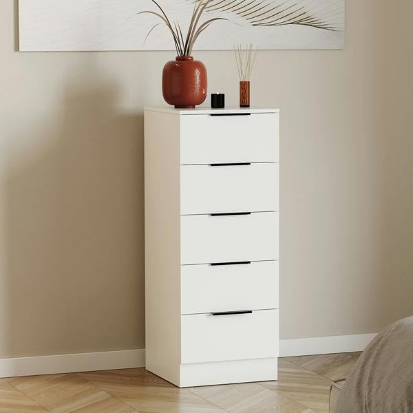 Vida Designs Trega 5 Drawer Narrow Chest, Black