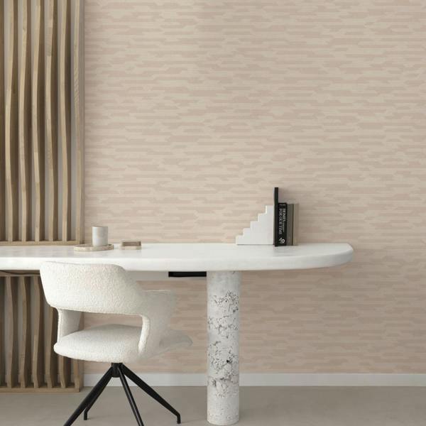 Grandeco Boutique Dioret Stacked Stones Luxury Weight Embossed Wallpaper, Blush Pink