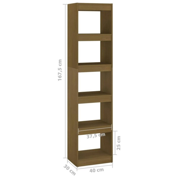 Berkfield Book Cabinet/Room Divider Honey Brown 40x30x167.5 cm Solid Pinewood
