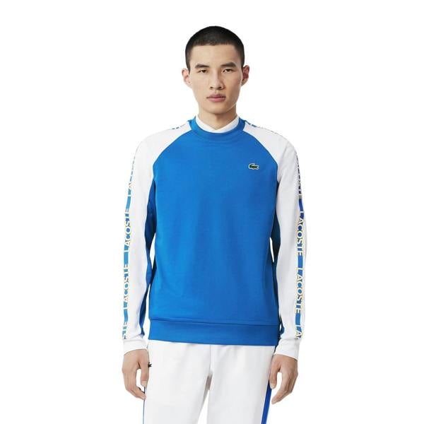 Lacoste Mens Colour Block Stripe Tennis Sweatshirt - Blue/White - 