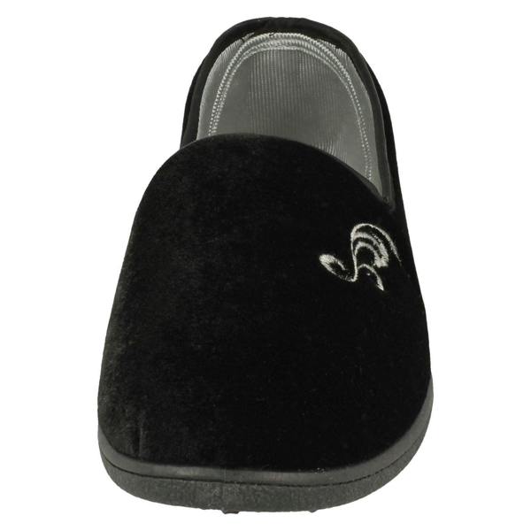 Rosebank Ladies Rosebank Velour Embroided Detailed Slippers Miranda