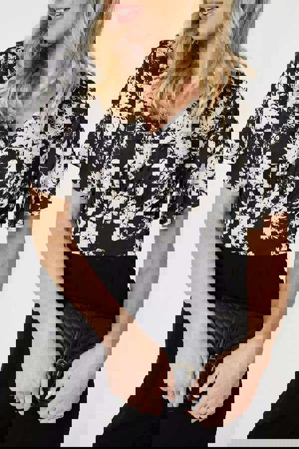 Black | Floral Block Print Wide Leg Jumpsuit