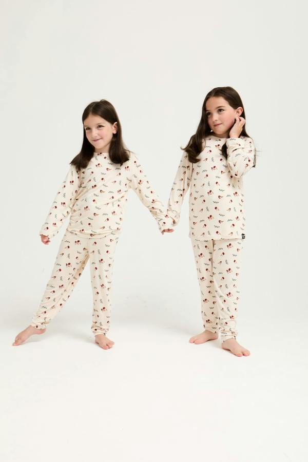 Pretty You London Little You Bamboo Novelty Pyjama Set in Robin Print