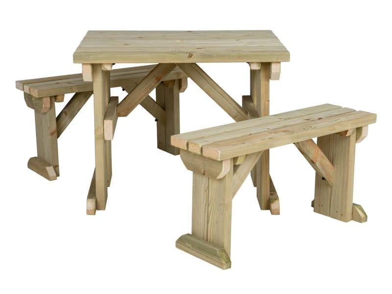 Aspen Picnic Table and Benches Set - Wooden Outdoor Dining Set for Gardens and Patios