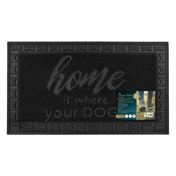 JVL Fauna Home Scraper Rubber Pin Doormat, 40x70cm, Black