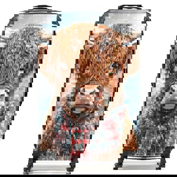 Warren Reed Snowy Highland Cow Suitcase