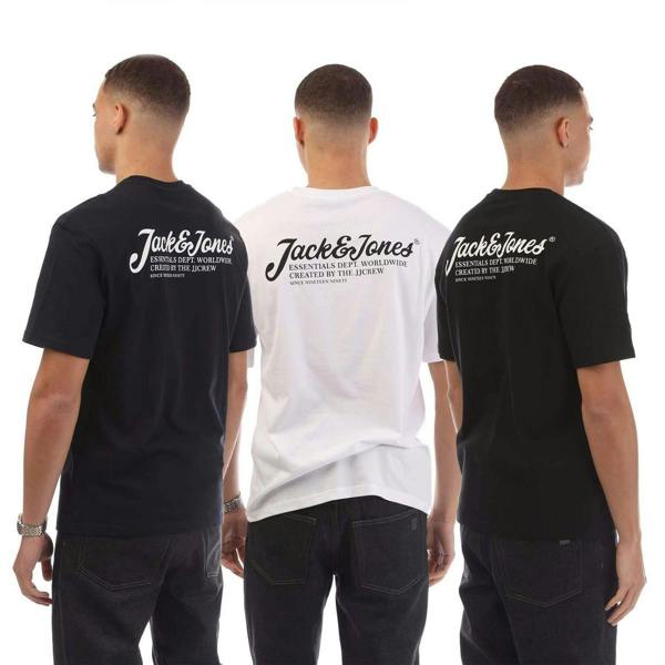 Jack And Jones Mens Beau Footprint Cotton Regular T-Shirt (Pack of 3) - Navy - 