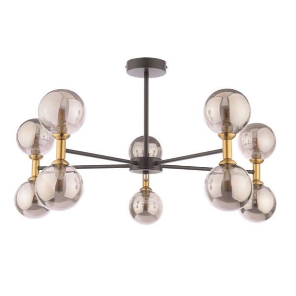 Pagazzi Lighting Loxley 10 Light Black & Gold Semi Flush Ceiling Light
