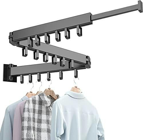 HYGRAD BUILT TO SURVIVE Clothes Drying Rack Wall Mounted Clothes Drying Airer Rack, Retractable Fold Away Laundry Drying Rack Outdoor & Indoor