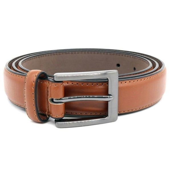 Duke Mens D555 Anthony Stitched Leather Square Buckle Belt - Tan