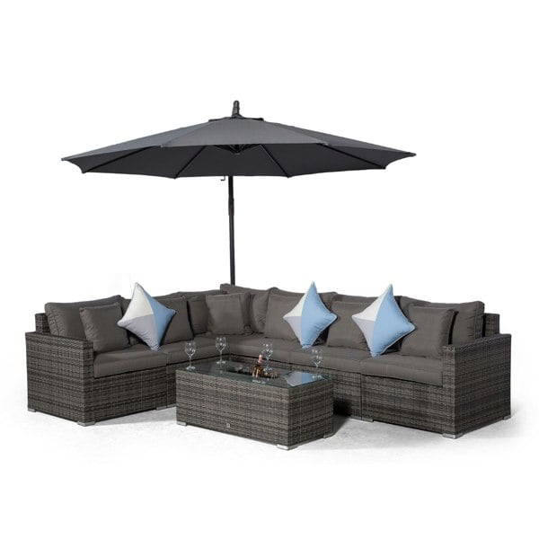 Giardino Havana 6 Seat Rattan Corner Sofa Set with Drinks Cooler Coffee Table