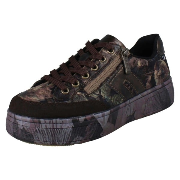 Rieker Ladies Rieker Floral Platform Trainers M7711 - Brown Combination