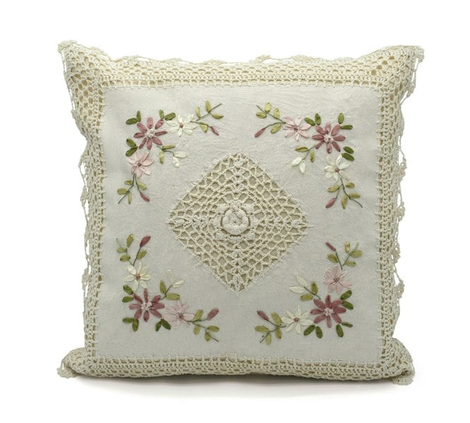 Velosso Floral Crochet Detail Cushion - 45cm x 45cm