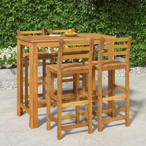 Berkfield 5 Piece Garden Dining Set Solid Wood Acacia