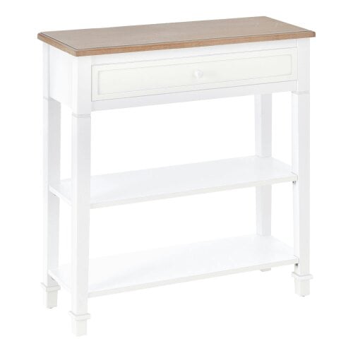 Wyld Haus Sacoso Wooden Natural Retro  Hallway Console Table With Drawer And Dual Shelves