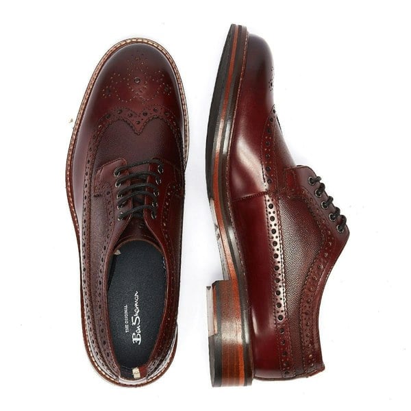 Ben Sherman Archie Brogue Leather Men's Burgundy Lace-Up Shoes