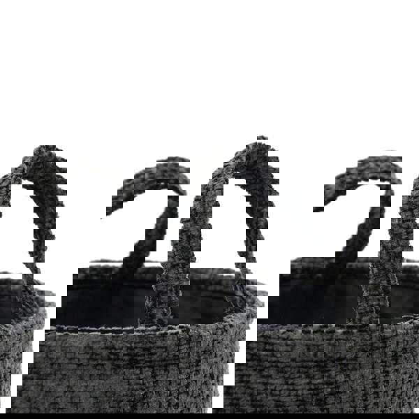 JVL Metro Round Fabric Storage Basket with Handles for Home Organisation, Set of 2, Black