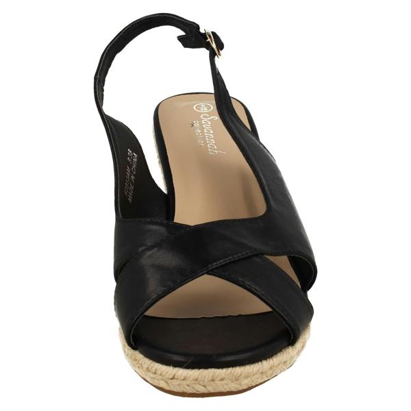 Savannah Ladies Savannah Mid Wedge Heel Espadrille Wide Fitting Sandals F2313