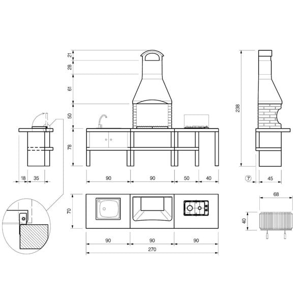 Palazzetti Marbella Outdoor BBQ Kitchen with Adhesive & Paint