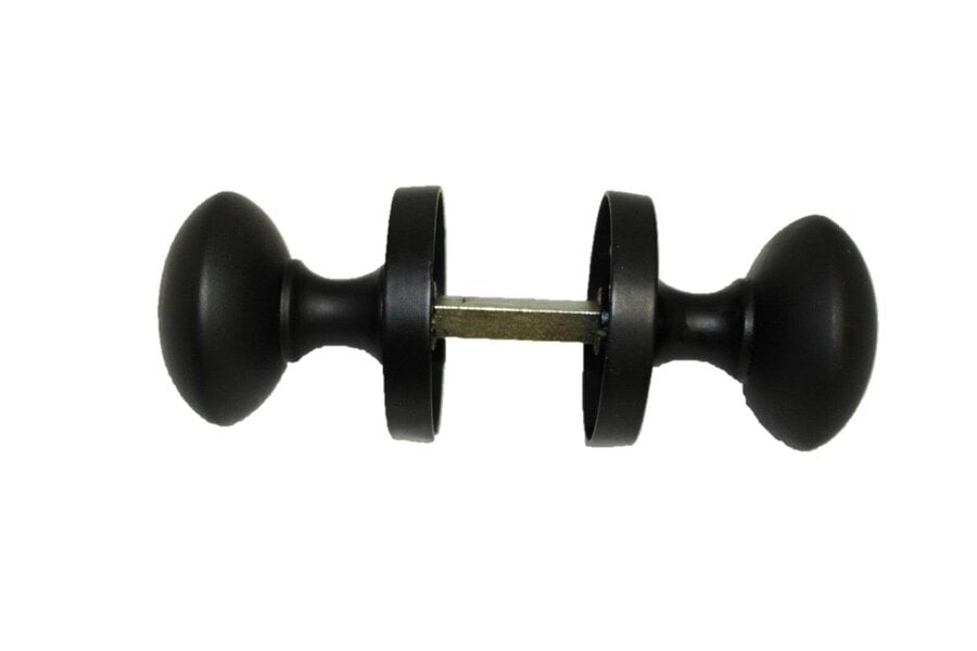 EDH Door Hardware Matt Black Round Door Knobs on Rose – Modern Internal Mortice Door Knob Set – 1 Pair