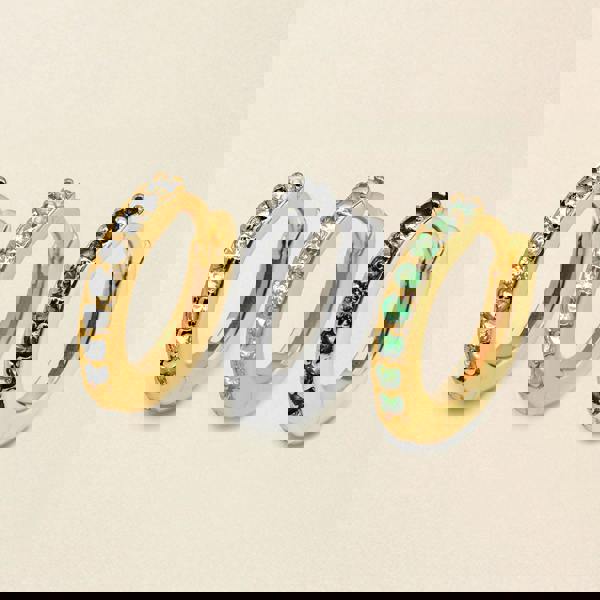 Say It With Clear Huggie Hoop Earrings - Yellow Gold Plated