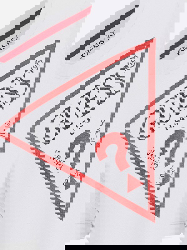 Guess Boys Logo Print T-Shirt in White