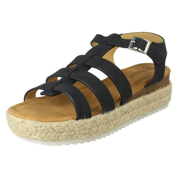 Savannah Ladies Savannah Buckle Ankle Strap Wedge Sandals F12097