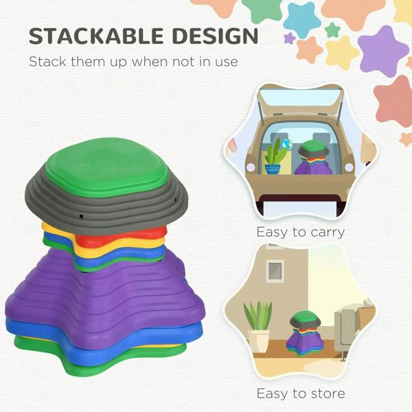 Stackable starfish stepping stones with green top on stacked gray base.