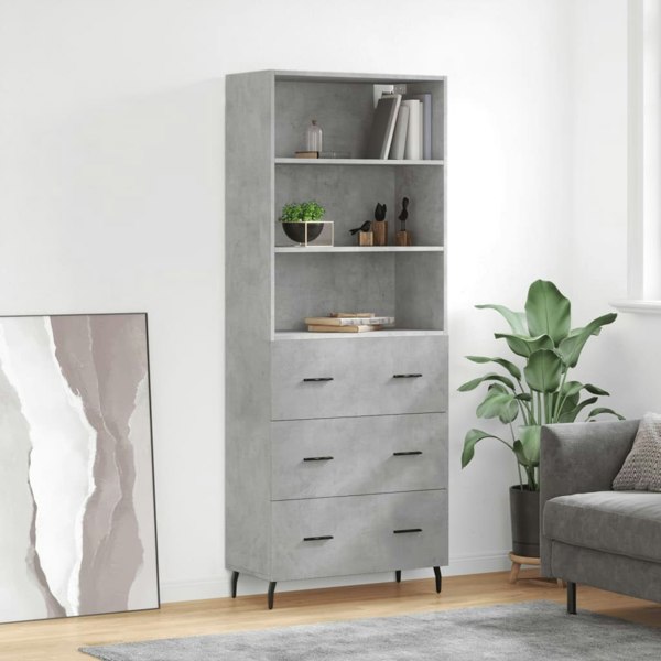 Berkfield Highboard Concrete Grey 69.5x34x180 cm Engineered Wood