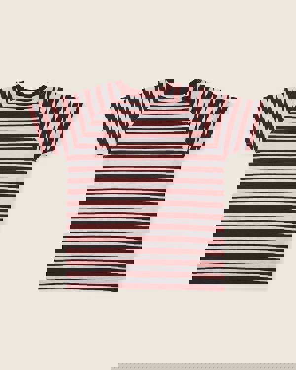 organic cotton Red Bear Face Horizontal Stripe Print Top - image 4