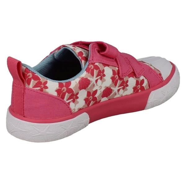 Clarks Girls Clarks Playprints Floral Starfish Design Canvas Shoes Foxing Shell