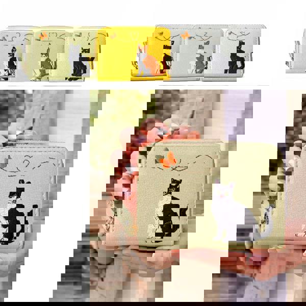 Fores Collection Cat & Butterfly Embroidered Zip Around Purse