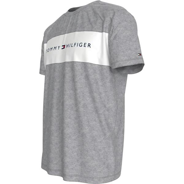 Tommy Hilfiger Mens Logo Cotton T-Shirt - Grey/White - 