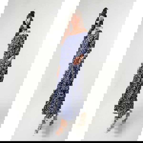 Blue Vanilla Bardot Coconut Button Maxi Dress