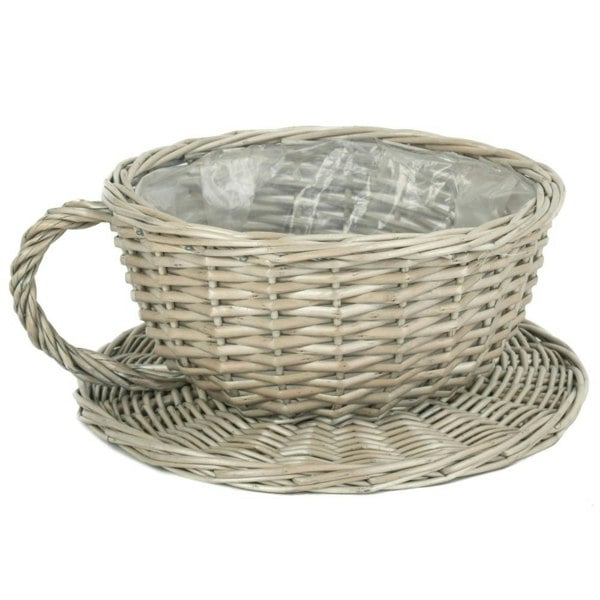 Antique Wash Tea Cup Wicker Basket