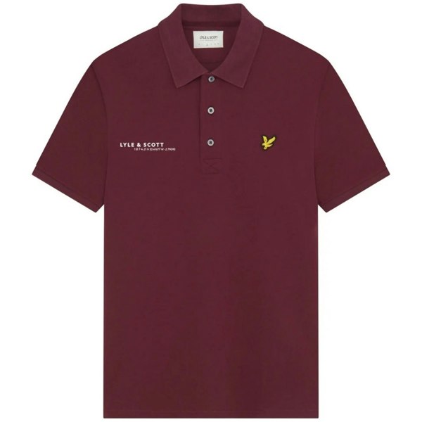 Lyle & Scott Burgundy Co-ordinate Print Logo Short Sleeved Polo Shirt XS