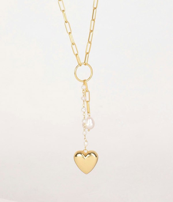 Pearl Garden Necklace Pearl Drop heart - Lila Rasa